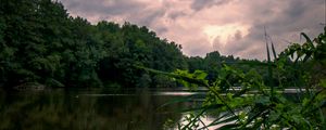 Preview wallpaper lake, trees, clouds, landscape