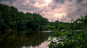 Preview wallpaper lake, trees, clouds, landscape