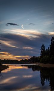 Preview wallpaper lake, trees, clouds, reflection, silence, nature