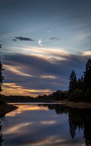 Preview wallpaper lake, trees, clouds, reflection, silence, nature