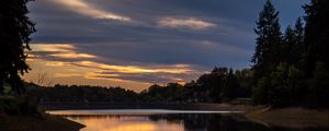 Preview wallpaper lake, trees, clouds, reflection, silence, nature