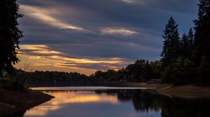 Preview wallpaper lake, trees, clouds, reflection, silence, nature