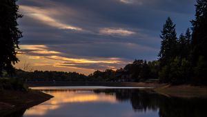 Preview wallpaper lake, trees, clouds, reflection, silence, nature