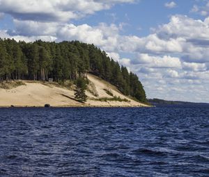 Preview wallpaper lake, trees, coast, sky