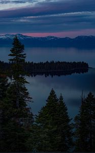 Preview wallpaper lake, trees, evening, south lake tahoe, united states
