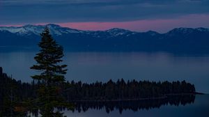 Preview wallpaper lake, trees, evening, south lake tahoe, united states