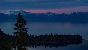 Preview wallpaper lake, trees, evening, south lake tahoe, united states