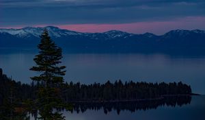 Preview wallpaper lake, trees, evening, south lake tahoe, united states