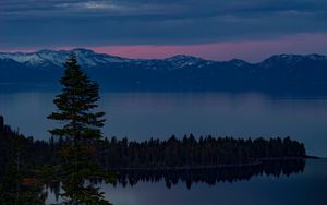 Preview wallpaper lake, trees, evening, south lake tahoe, united states