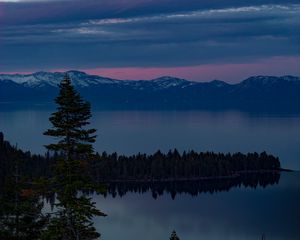 Preview wallpaper lake, trees, evening, south lake tahoe, united states