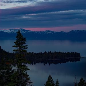 Preview wallpaper lake, trees, evening, south lake tahoe, united states