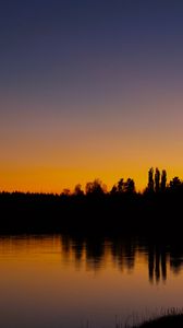 Preview wallpaper lake, trees, forest, sunset