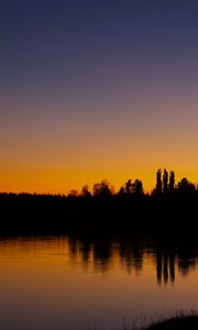 Preview wallpaper lake, trees, forest, sunset