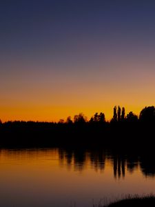 Preview wallpaper lake, trees, forest, sunset