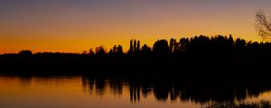 Preview wallpaper lake, trees, forest, sunset