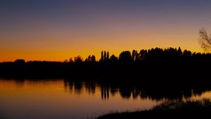 Preview wallpaper lake, trees, forest, sunset