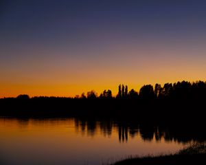 Preview wallpaper lake, trees, forest, sunset