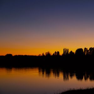 Preview wallpaper lake, trees, forest, sunset