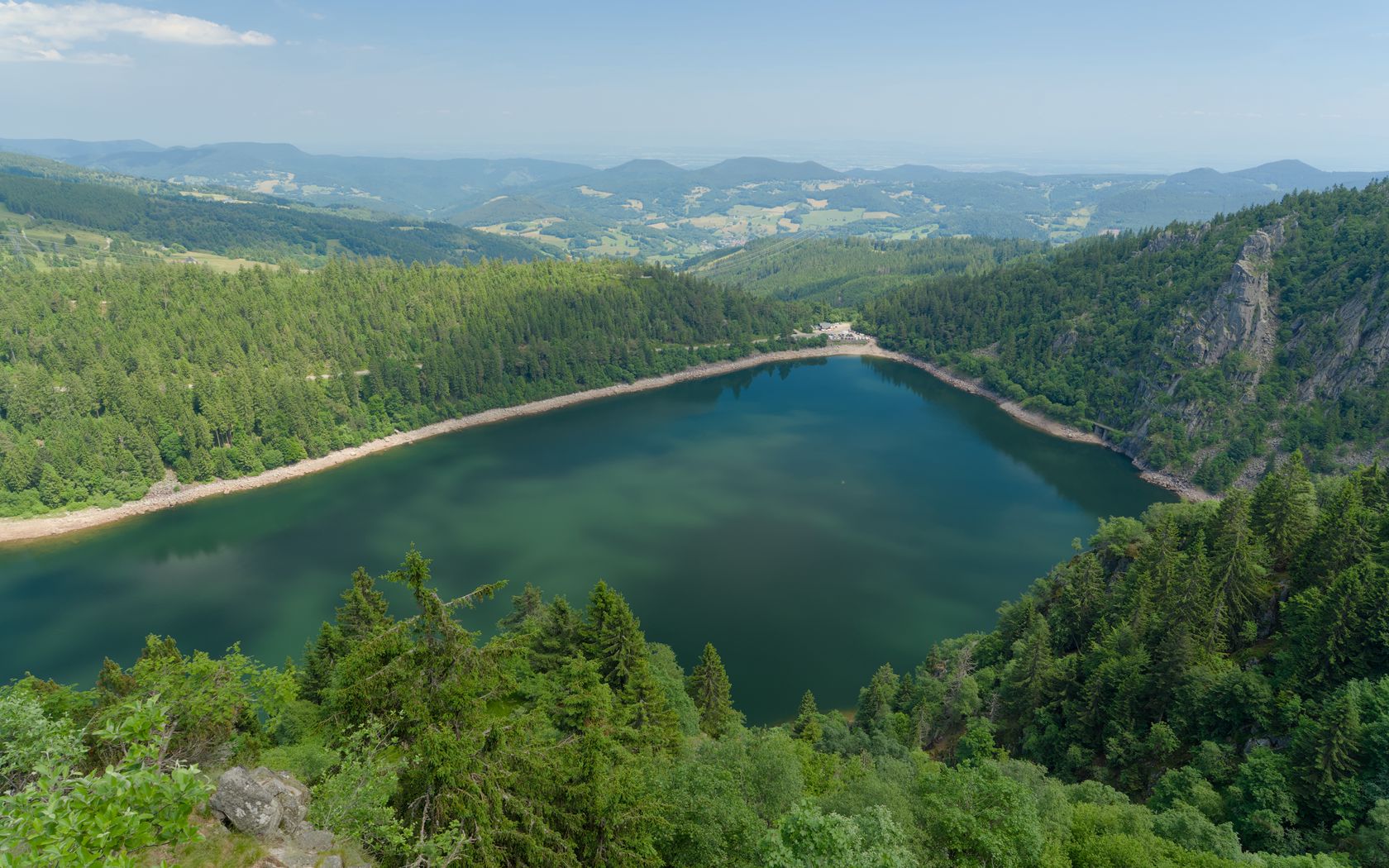 1680x1050 Wallpaper lake, trees, forest, nature, clouds, landscape