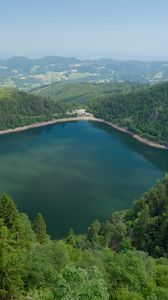 Preview wallpaper lake, trees, forest, nature, clouds, landscape