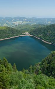 Preview wallpaper lake, trees, forest, nature, clouds, landscape