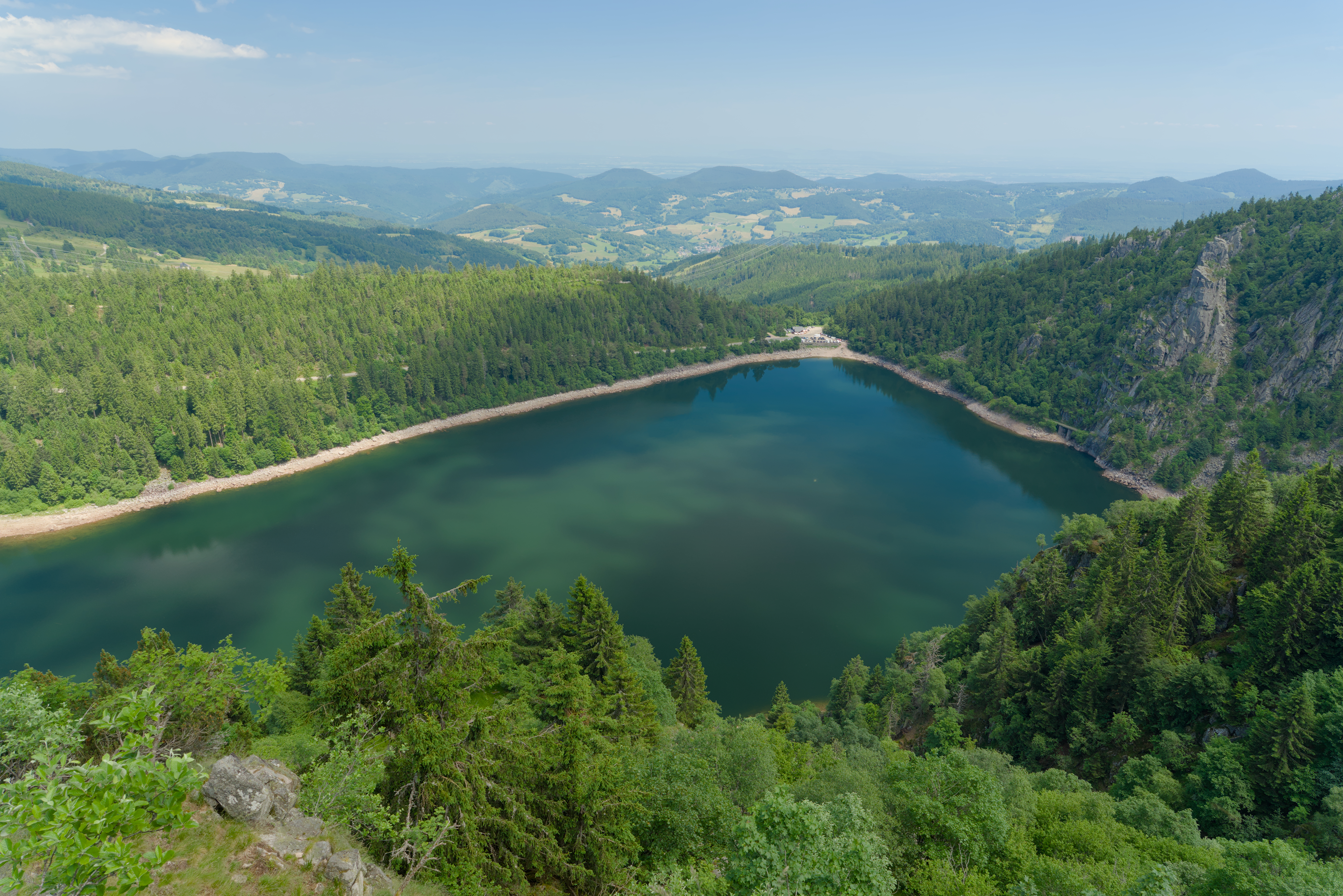 8664x5784 Wallpaper lake, trees, forest, nature, clouds, landscape