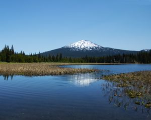 Preview wallpaper lake, trees, forest, mountain, landscape