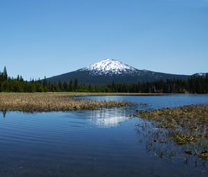 Preview wallpaper lake, trees, forest, mountain, landscape