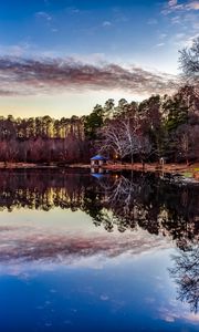 Preview wallpaper lake, trees, house, reflection, landscape