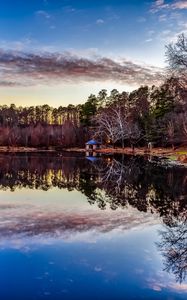 Preview wallpaper lake, trees, house, reflection, landscape