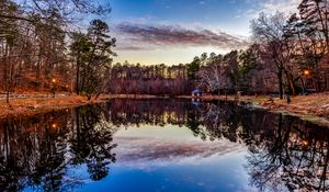 Preview wallpaper lake, trees, house, reflection, landscape