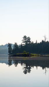 Preview wallpaper lake, trees, island, reflection, landscape, nature