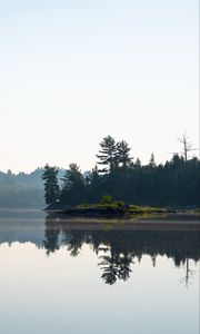 Preview wallpaper lake, trees, island, reflection, landscape, nature