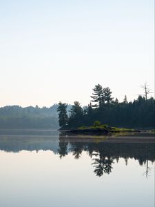 Preview wallpaper lake, trees, island, reflection, landscape, nature