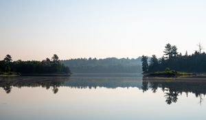 Preview wallpaper lake, trees, island, reflection, landscape, nature