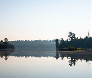 Preview wallpaper lake, trees, island, reflection, landscape, nature