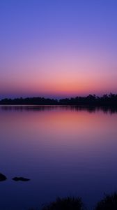 Preview wallpaper lake, trees, landscape, evening, dark