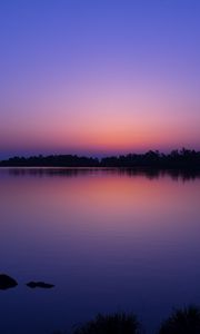 Preview wallpaper lake, trees, landscape, evening, dark