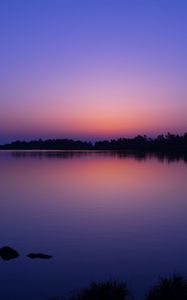 Preview wallpaper lake, trees, landscape, evening, dark