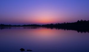 Preview wallpaper lake, trees, landscape, evening, dark