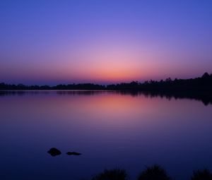 Preview wallpaper lake, trees, landscape, evening, dark