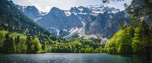 Preview wallpaper lake, trees, mountains, nature