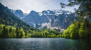 Preview wallpaper lake, trees, mountains, nature