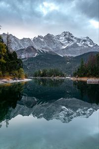Preview wallpaper lake, trees, mountains, water, reflection