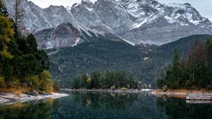 Preview wallpaper lake, trees, mountains, water, reflection