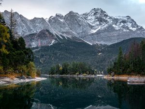 Preview wallpaper lake, trees, mountains, water, reflection