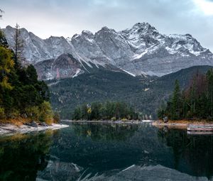 Preview wallpaper lake, trees, mountains, water, reflection