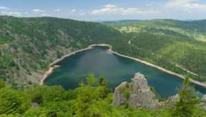 Preview wallpaper lake, trees, mountains, clouds, landscape