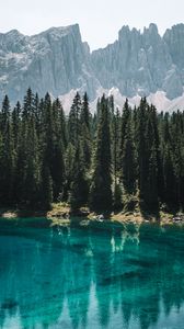 Preview wallpaper lake, trees, mountains, reflection, landscape