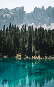 Preview wallpaper lake, trees, mountains, reflection, landscape